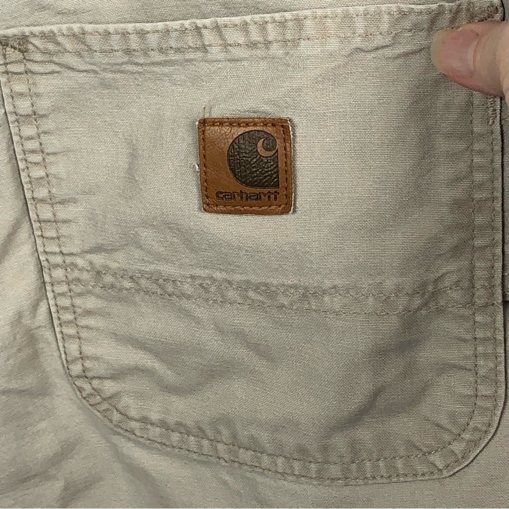 Carhartt Shorts Double Knee Carpenter Style 7” inseam Lt Tan VTG Mens Size 40 - Picture 5 of 16